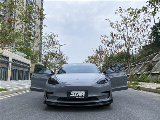 Model 3-水晶纳多灰车身改色膜施工案例(图2)