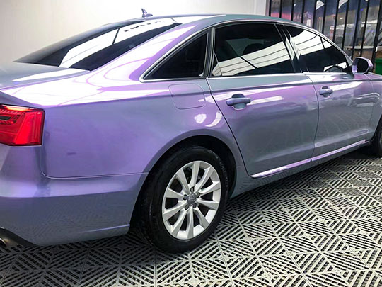 奥迪A6双色糖果灰魅紫车身改色膜案例(图5)